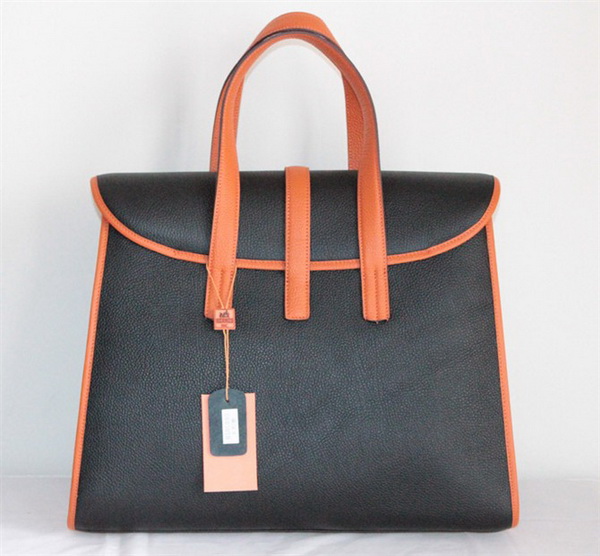 Best Hermes FeuDou Bag Black/Orange 509095
